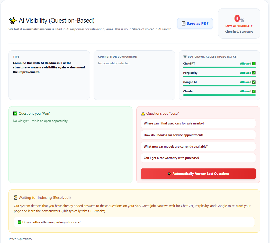 AI Visibility Answer Generator